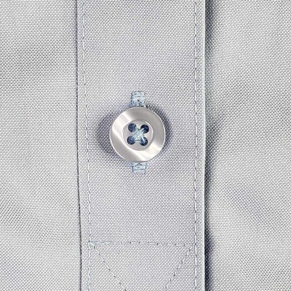 Chicos Shirt Top Women’s Size 3 US XL Blue Button Up Cotton Collared - Picture 3 of 8